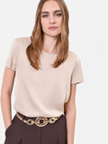 Blusa in raso tortora beige