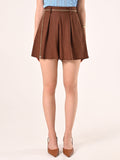 Shorts Marroni in Lino Viscosa