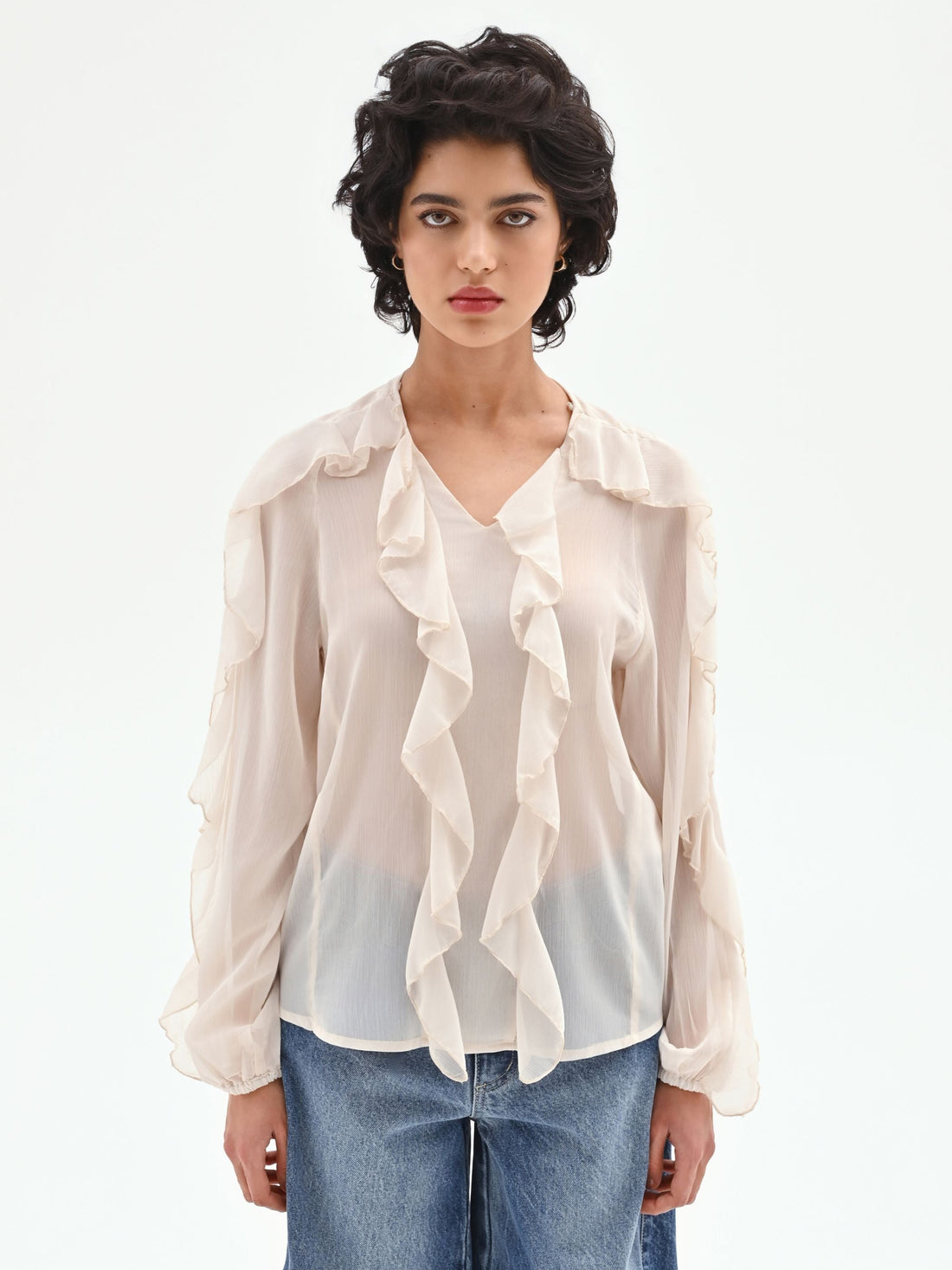 Blusa in georgette con rouches