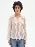 Blusa in georgette con rouches