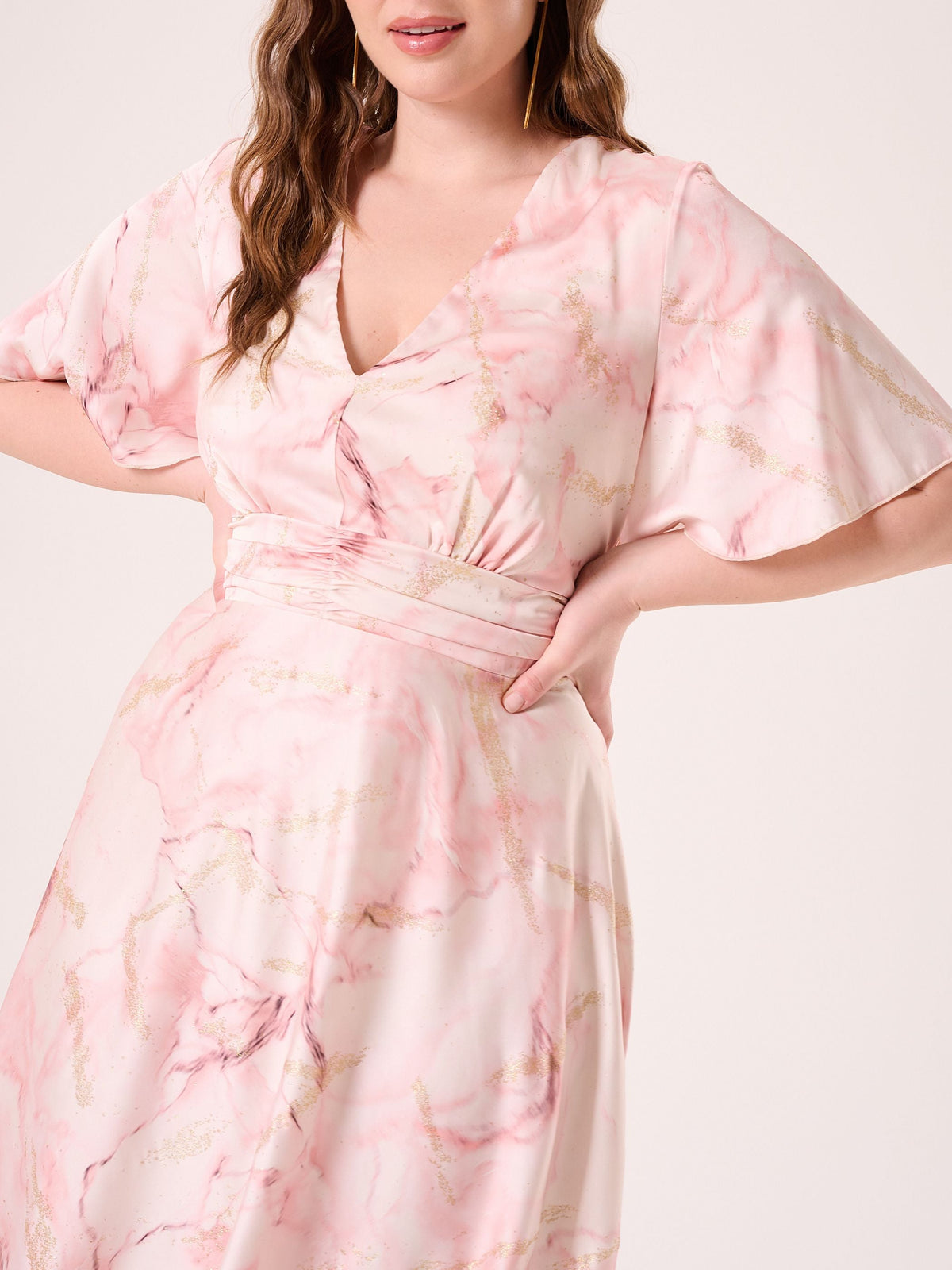 Abito Lungo Curvy stampa Marble Glitter Rosa