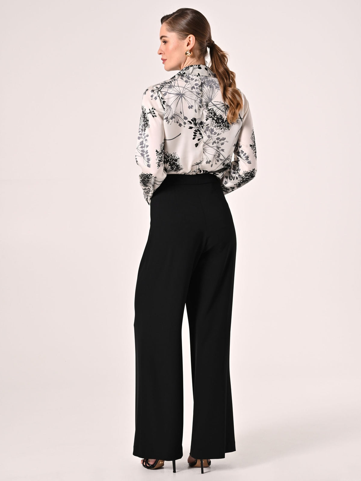 Pantaloni Ampi in Cadi Nero