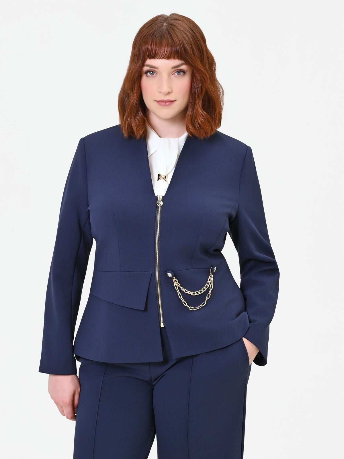 Giacca Curvy  blu navy in scuba crepe
