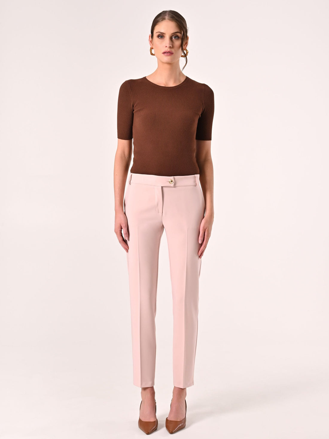 Pantaloni Rosa Chiaro in Tessuto Tecnico