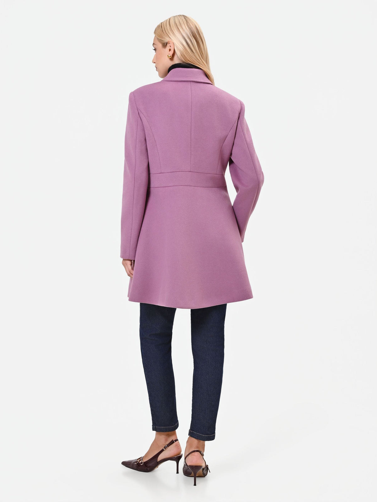 Cappotto doppiopetto a corolla rosa antico