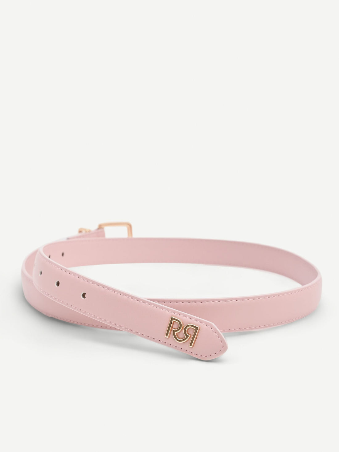 Cintura rosa effetto pelle con fibbia squadrata