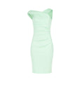 Tubino monospalla drappeggiato verde menta