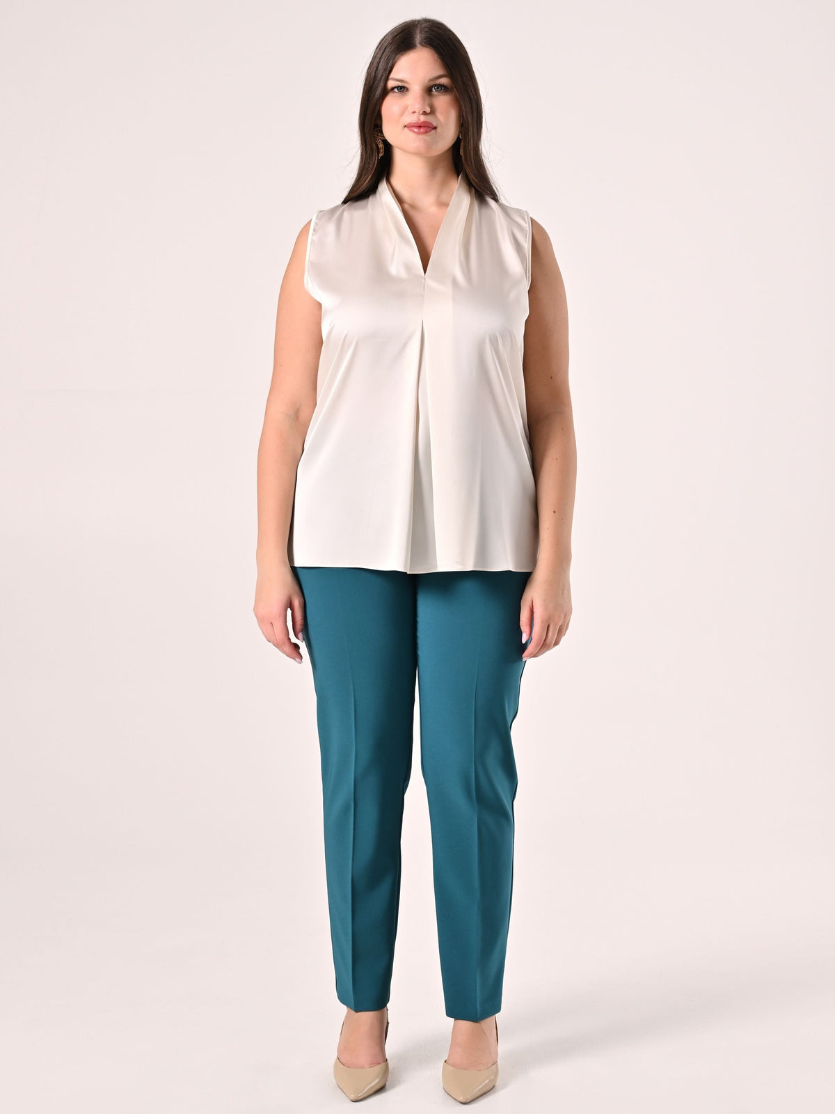 Blusa Curvy in Raso Bianco