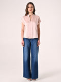 Blusa con Collo alla Coreana Rosa