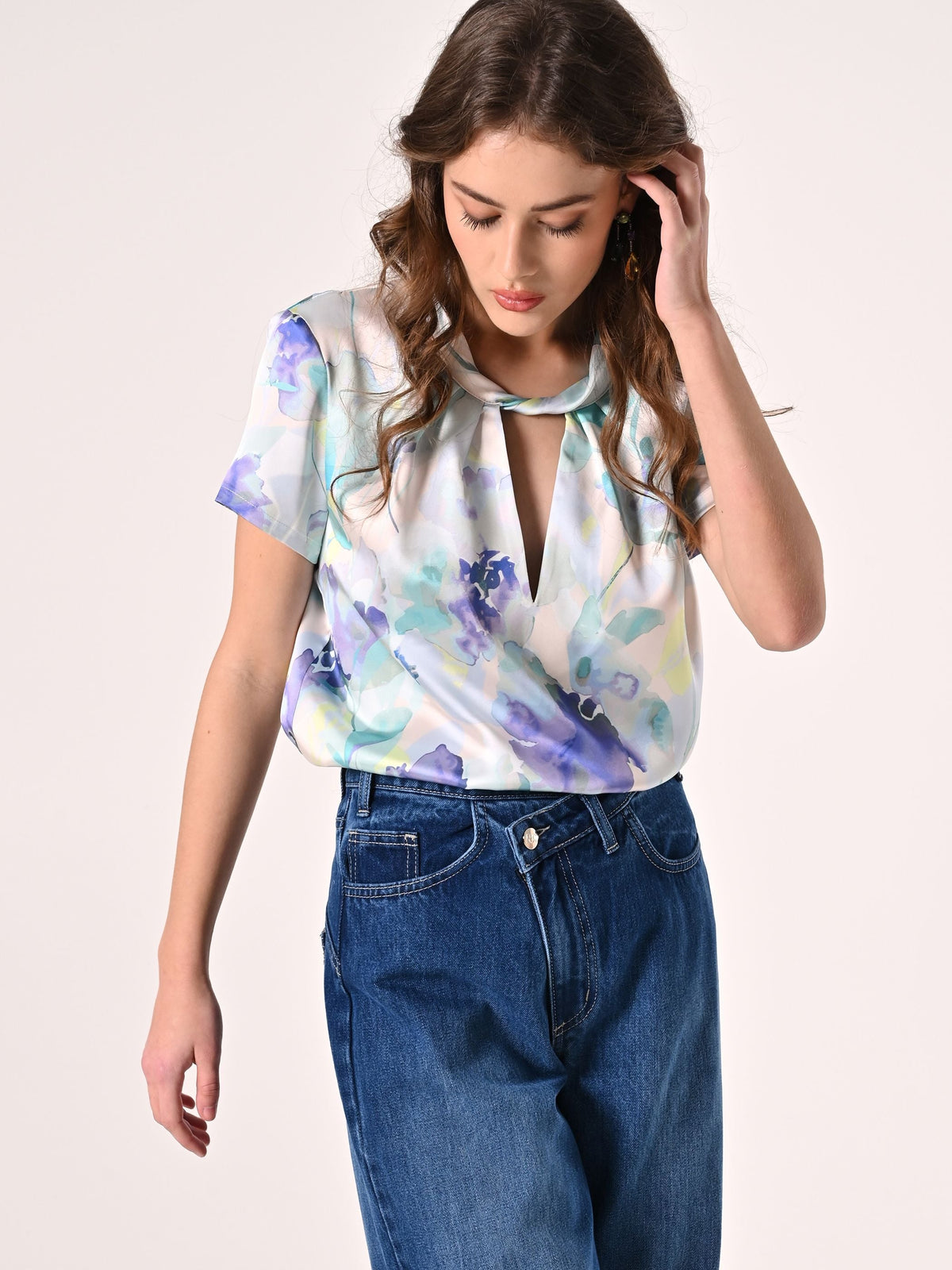 Blusa in Raso Fantasia Floreale