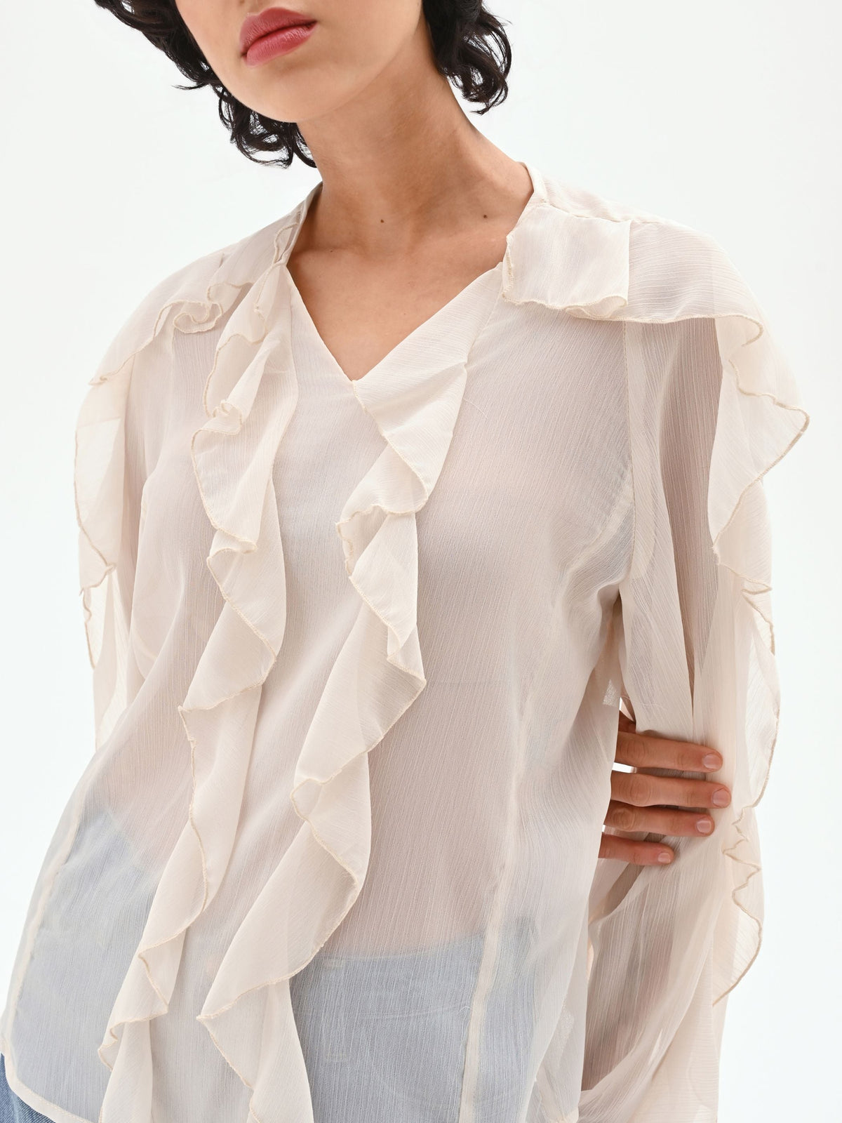 Blusa in georgette con rouches