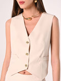 Gilet in Tessuto Tecnico Beige Chiaro