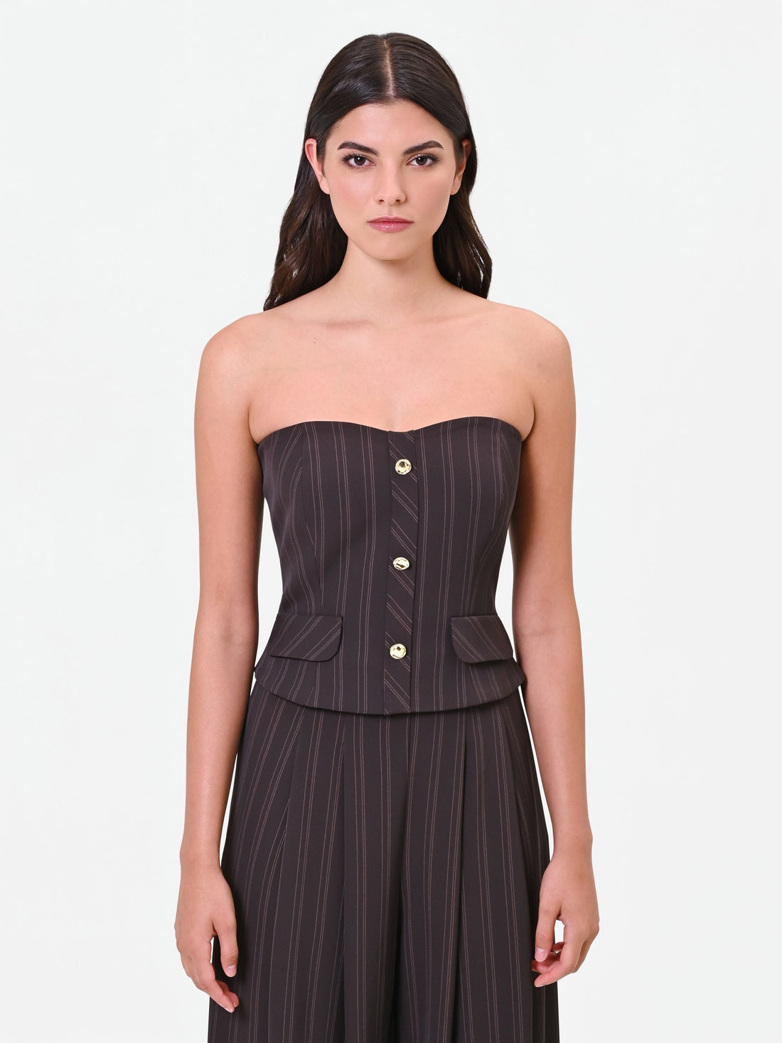 Top bustier gessato testa di moro Giorgia Palmas X Rinascimento