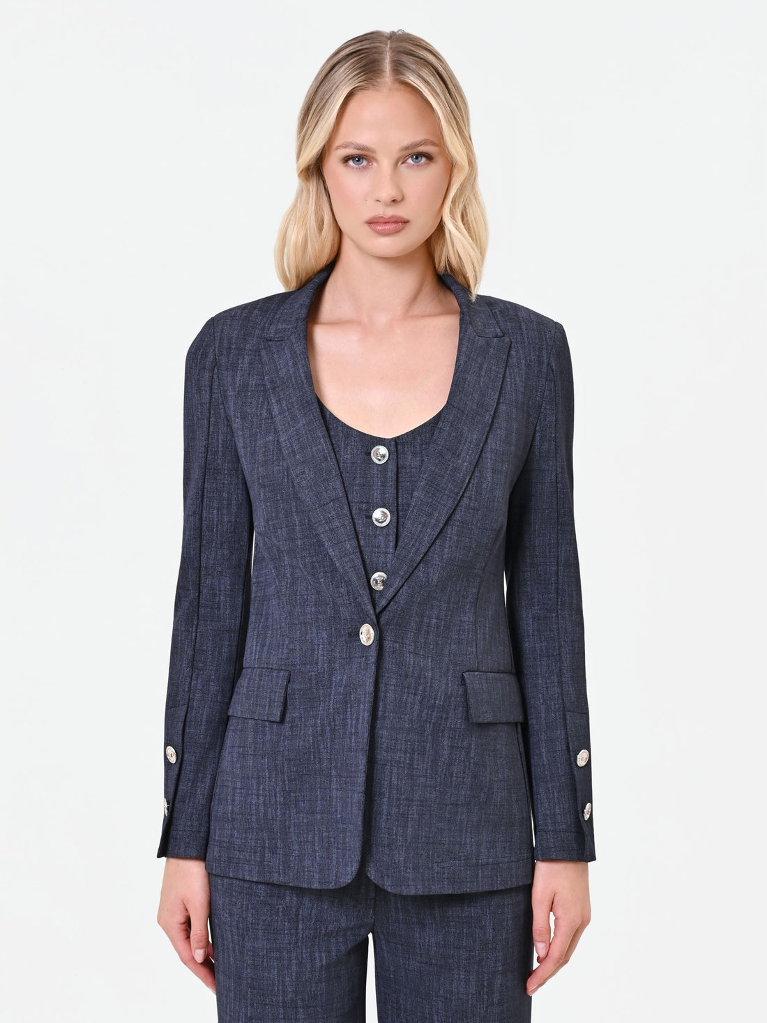 Giacca blazer blu navy in punto milano