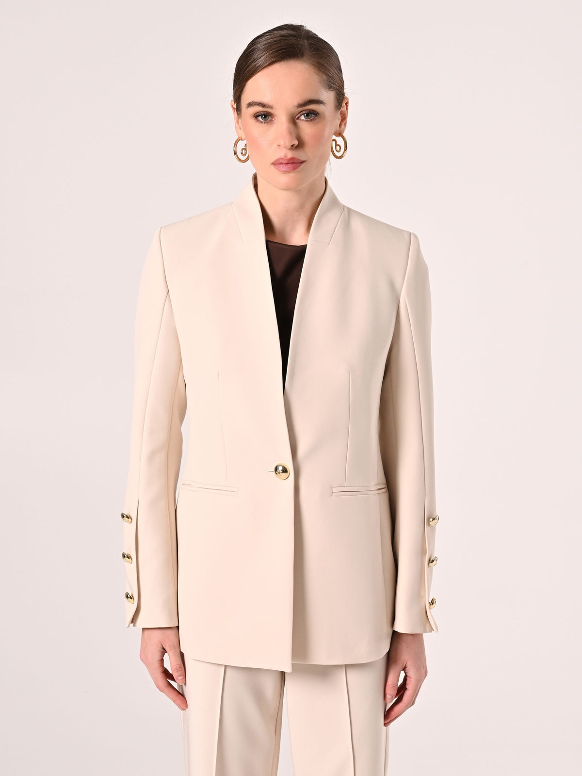 Giacca Beige in Tessuto Tecnico