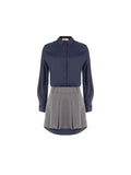 Abito grigio con camicia a contrasto