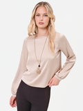 Blusa tortora beige con maniche voluminose