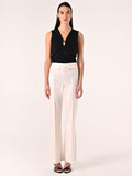 Pantaloni Bianchi in Cotone con Patte