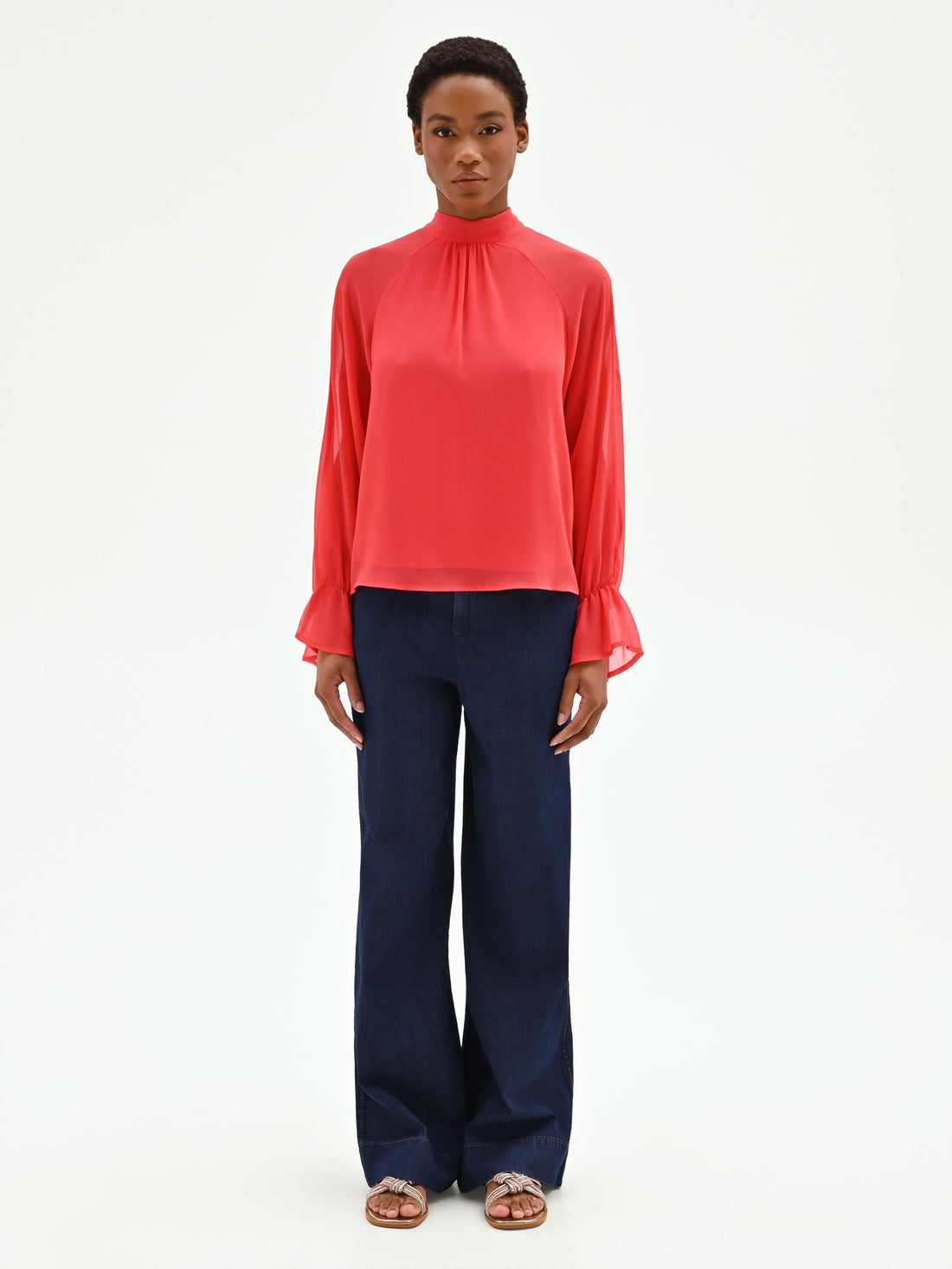 Blusa rosso fragola in georgette