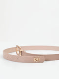 Cintura sottile tortora beige con fibbia sagomata