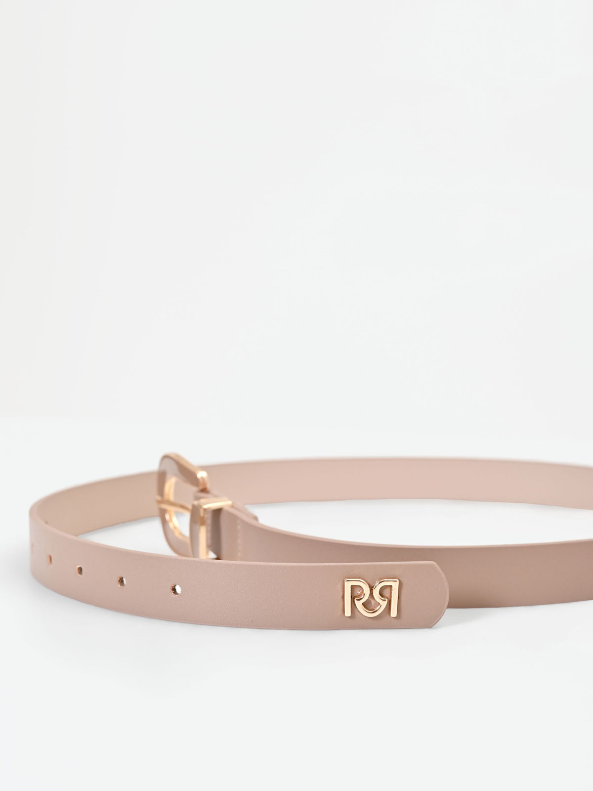 Cintura sottile tortora beige con fibbia sagomata