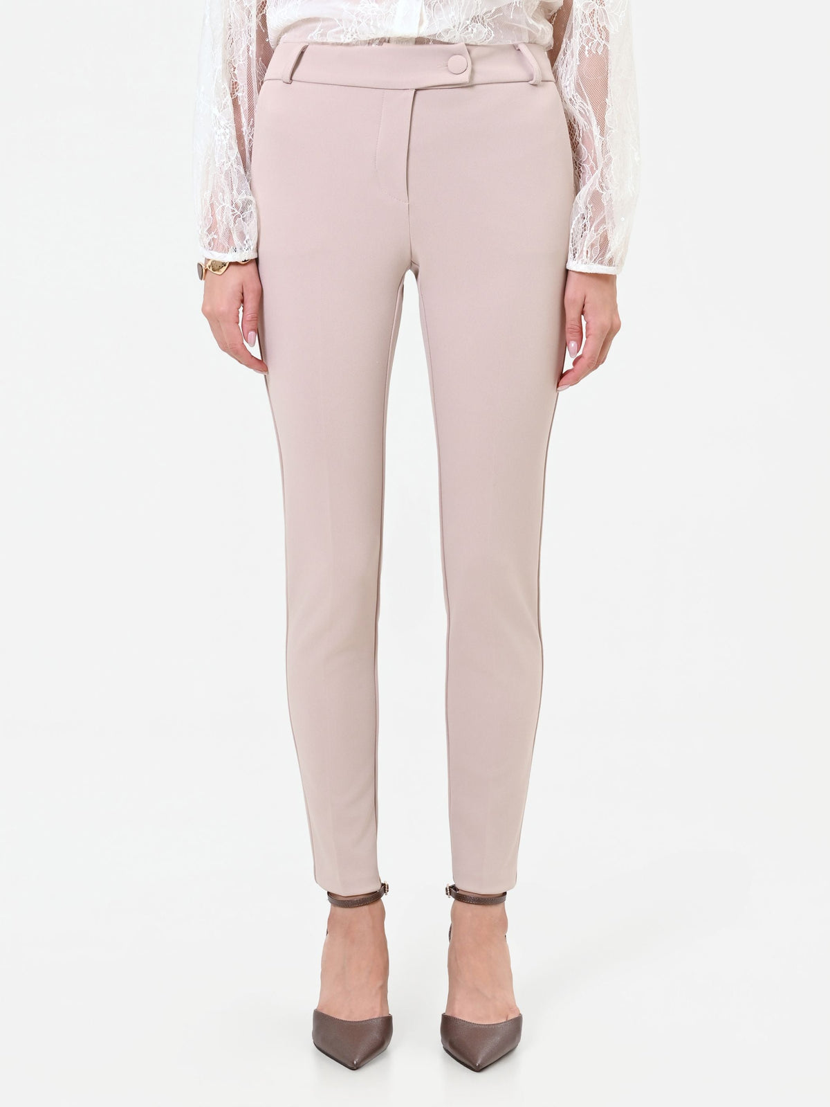 Pantalone skinny tortora beige