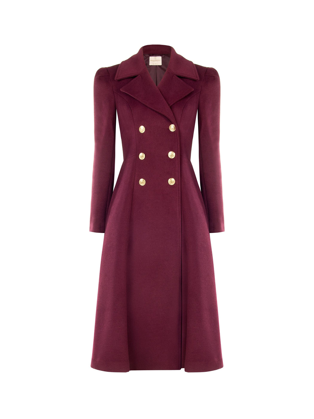 Cappotto svasato doppiopetto bordeaux rosso
