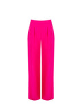 Pantalone palazzo fucsia a vita alta in poliviscosa