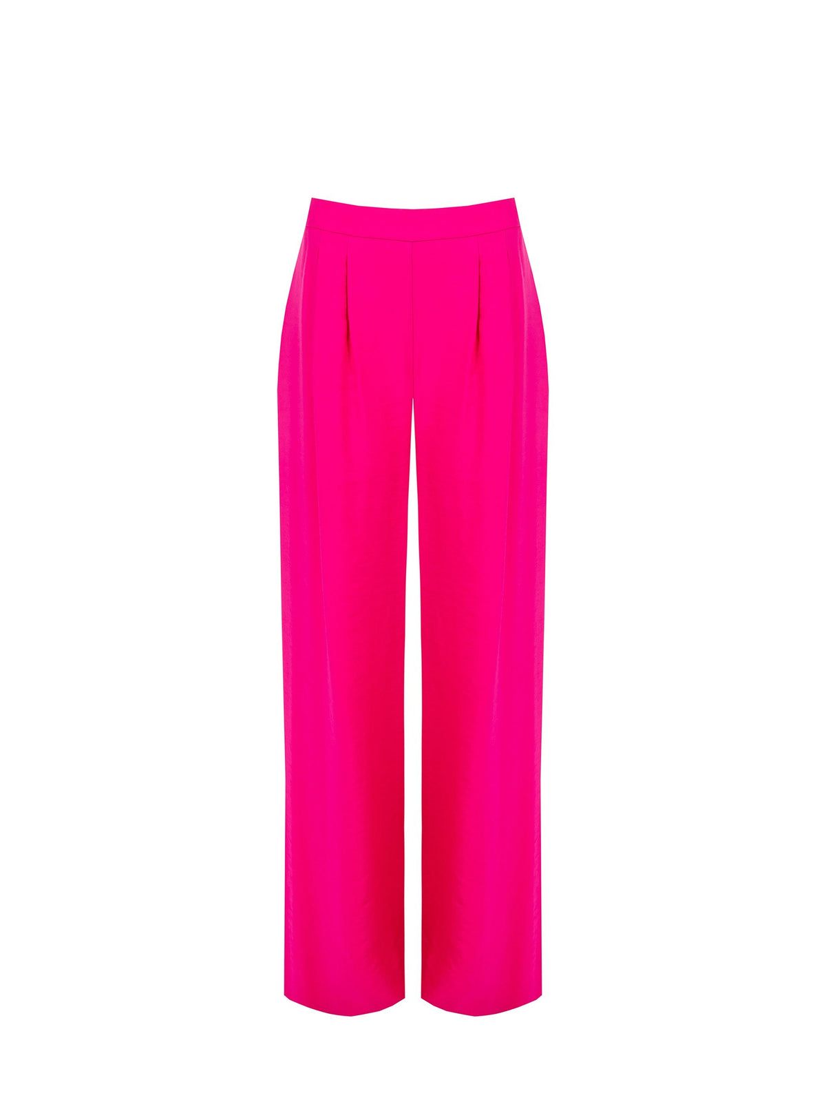 Pantalone palazzo fucsia a vita alta in poliviscosa
