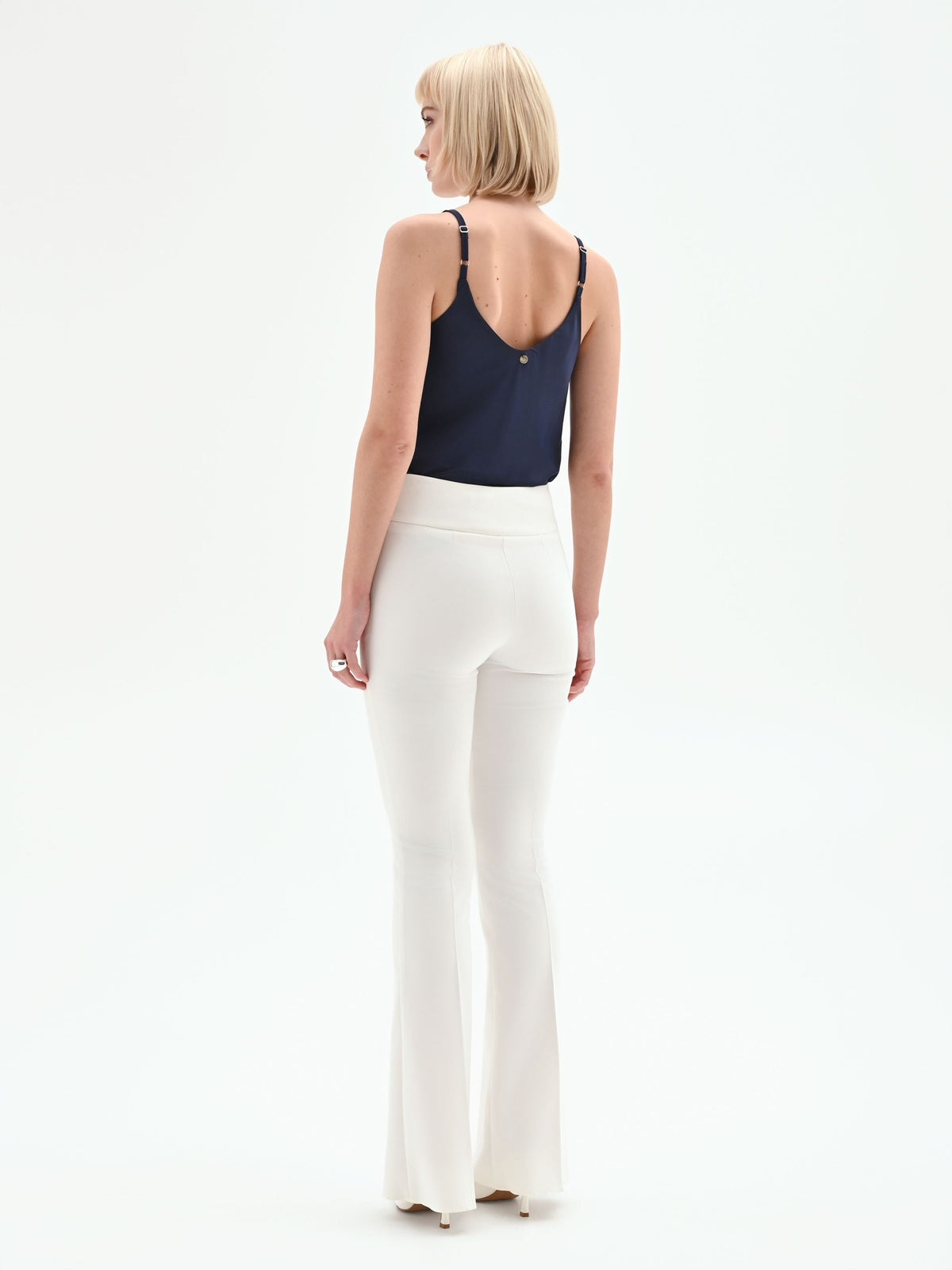 Pantalone a zampa bianco in tessuto tecnico