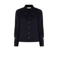 Blusa con Fiocco e Pinces Nera