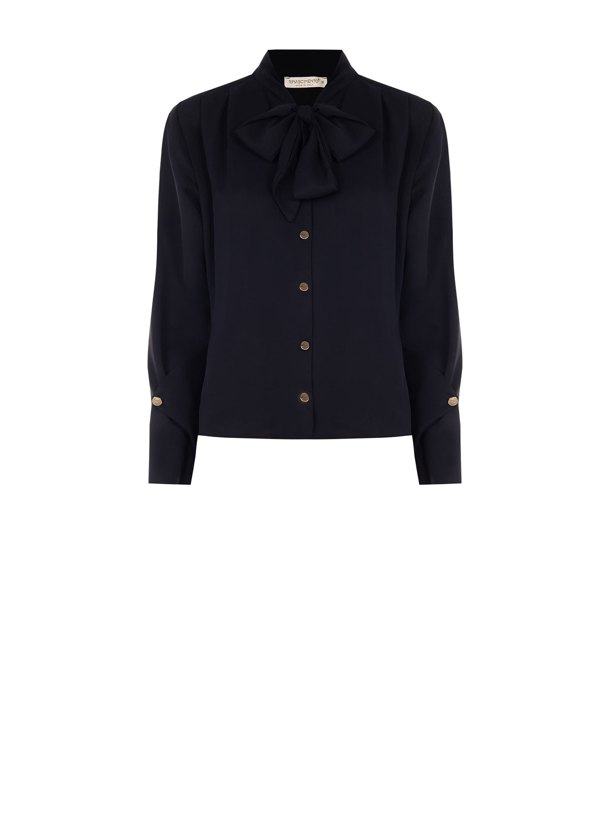 Blusa con Fiocco e Pinces Nera