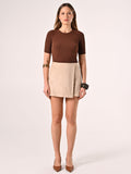 Mini Gonna in Simil Suede Beige