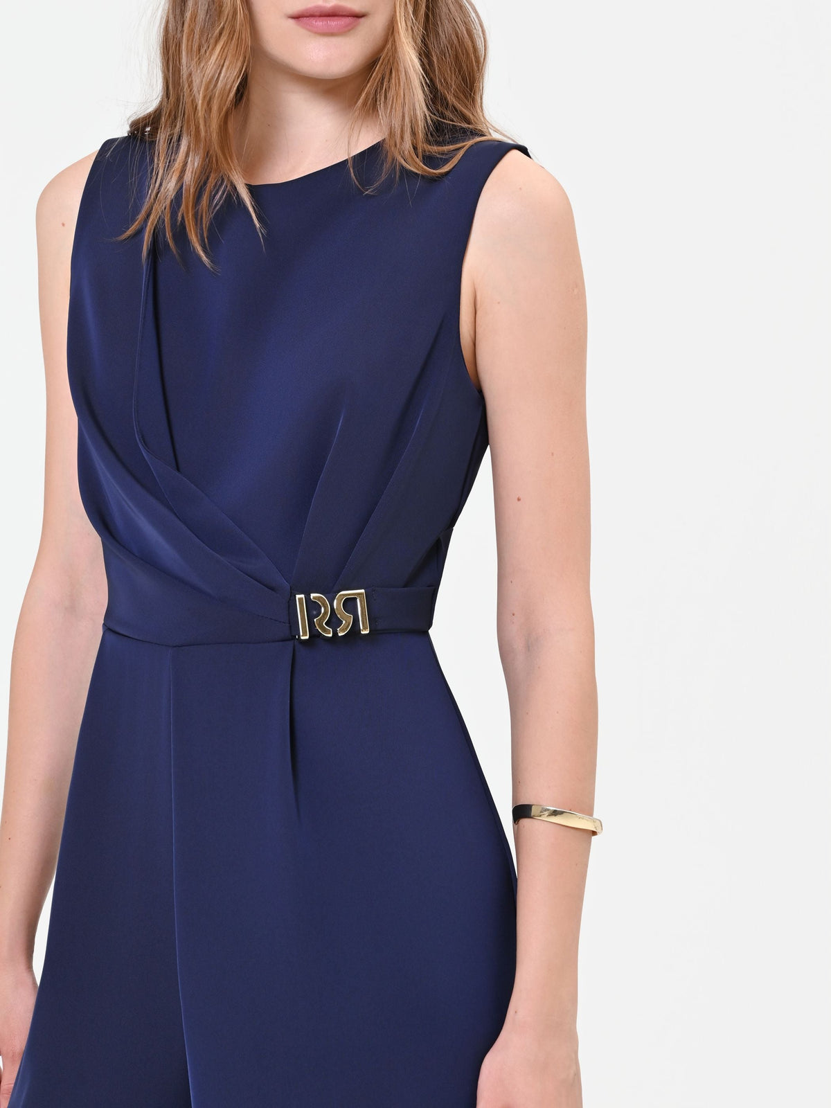 Tuta intera blu navy con drappeggio