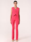 Pantaloni in Tessuto Tecnico Fuxia con Fascione in Vita