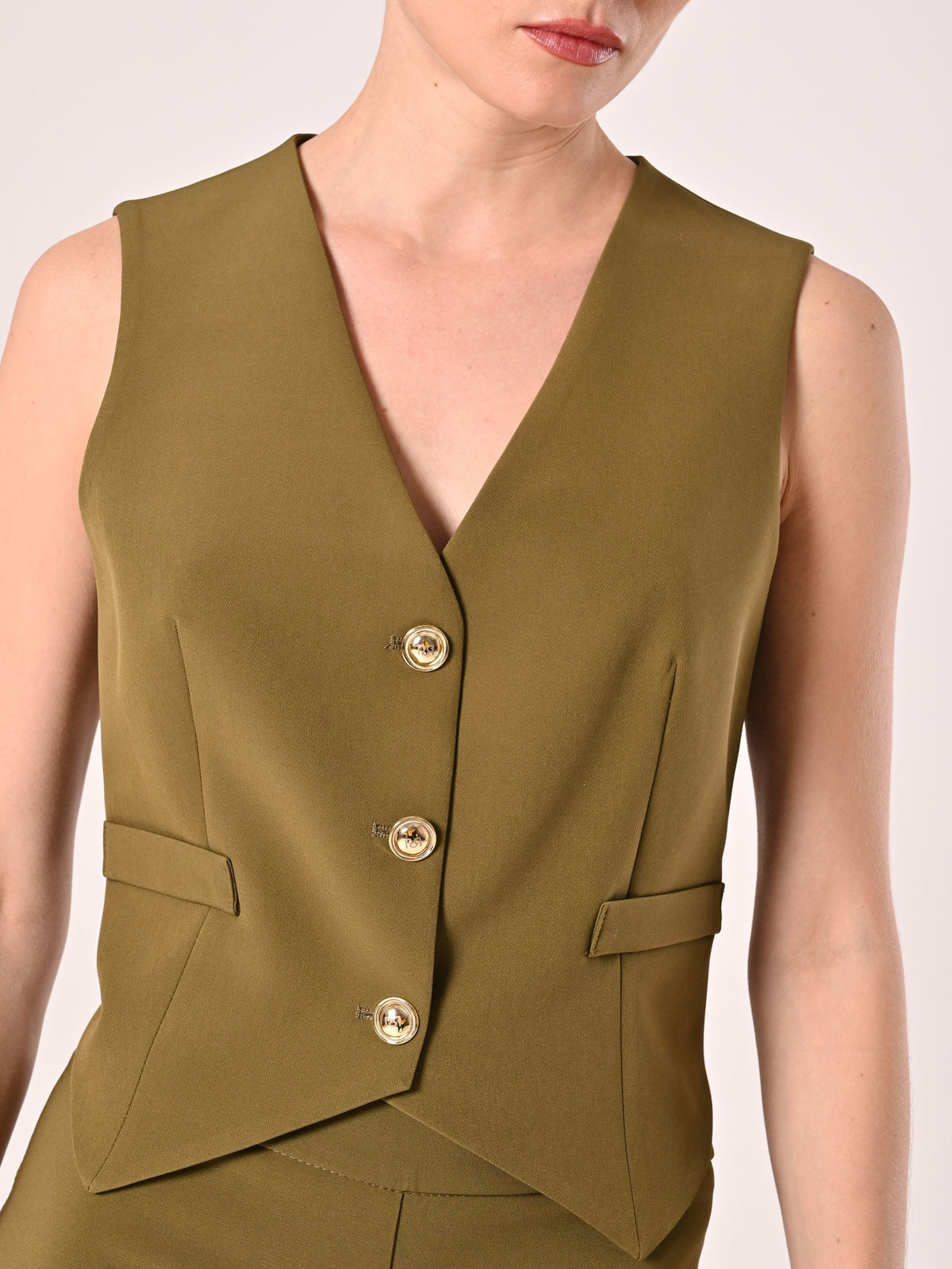Gilet in Tessuto Tecnico Verde Militare