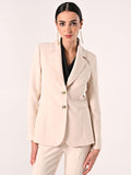 Giacca a Due Bottoni in Tessuto Tecnico Beige Chiaro