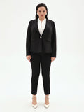 Blazer nero monopetto Curvy in scuba mano crepe