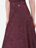 Gonna midi bordeaux intessuto jacquard lamé