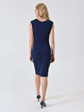 Tubino Blu Navy in Punto Milano con Drappeggio