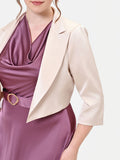 Giacca Curvy corta in raso beige chiaro