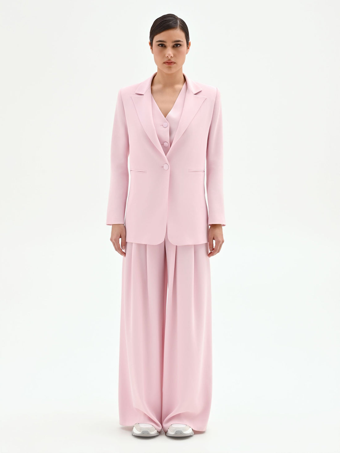 Blazer monopetto rosa pastello in cadi