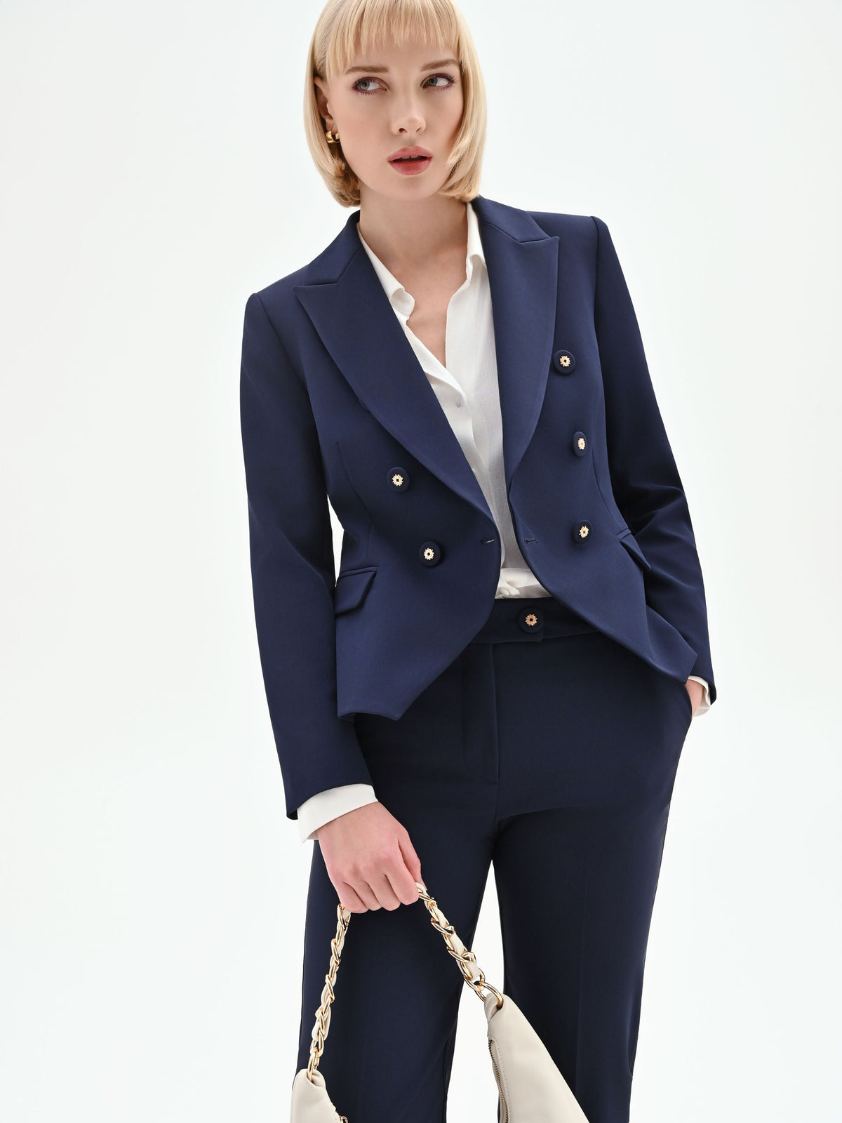 Giacca blazer doppiopetto blu