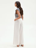 Pantalone bianco a palazzo con pinces