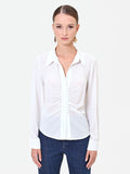 Camicia panna in georgette con drappeggio