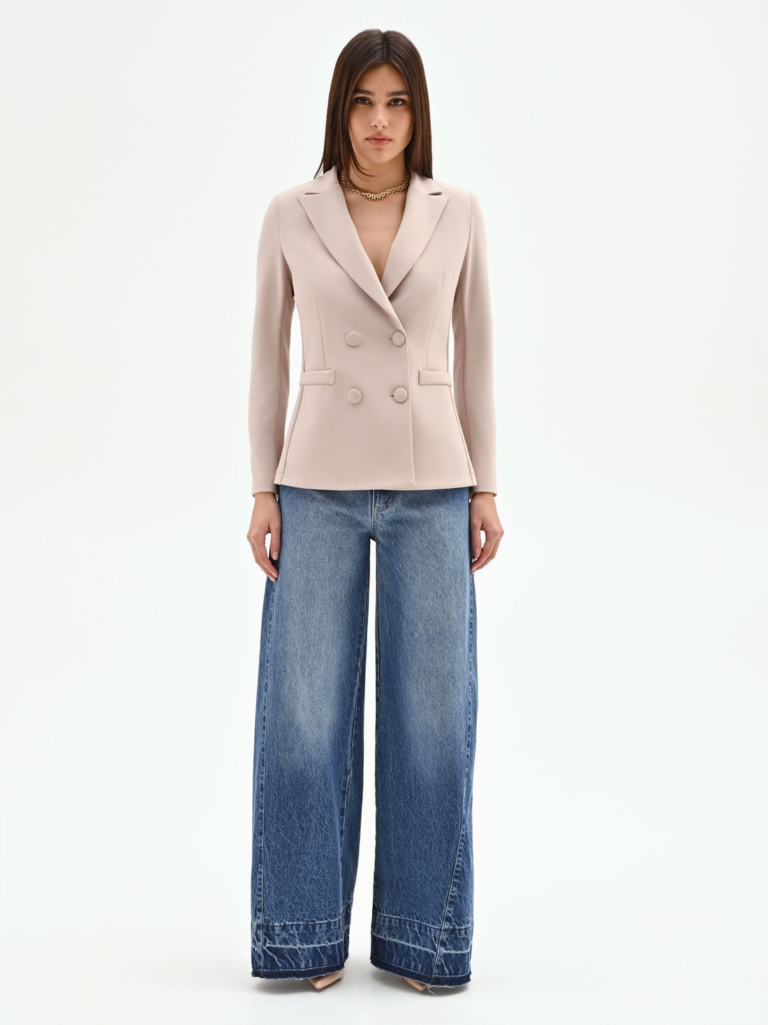 Giacca doppiopetto tortora beige