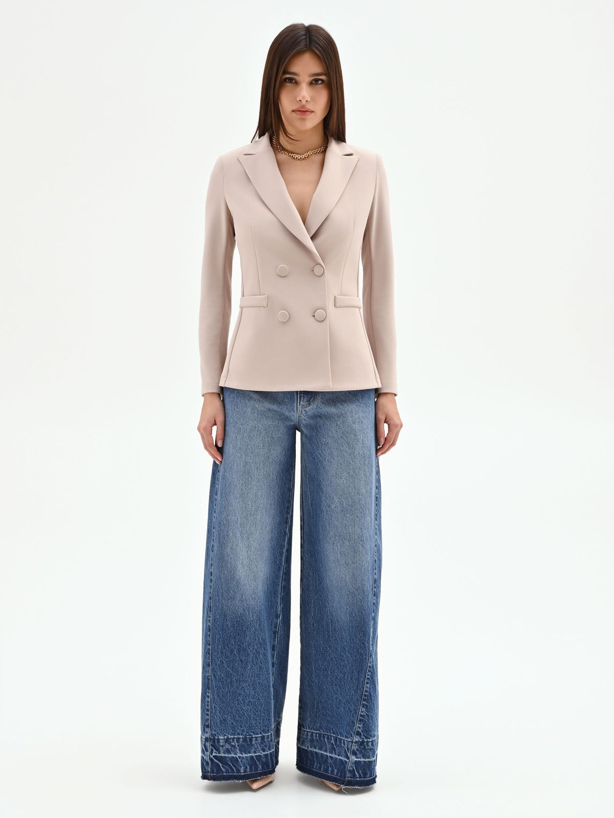 Giacca doppiopetto tortora beige