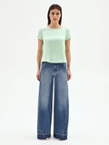 Blusa verde menta in tessuto fluido
