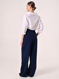Pantaloni con Pinces in Poliviscosa Blu