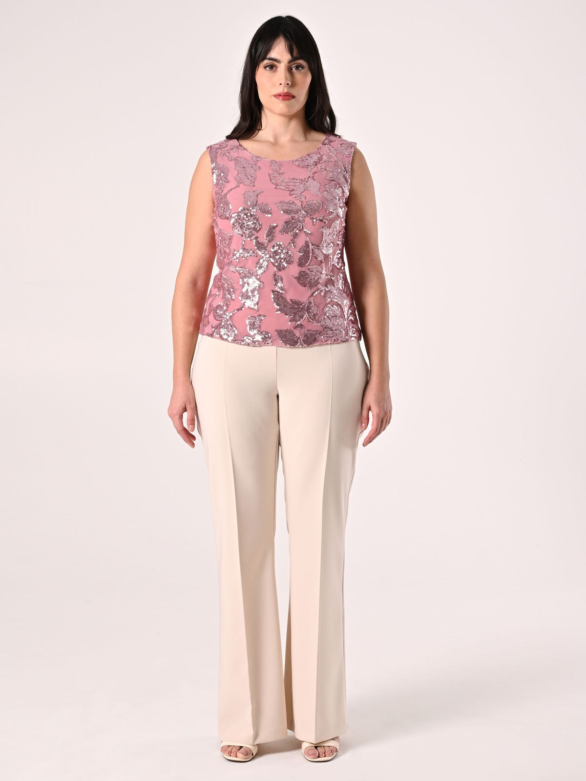 Top Curvy Paillettes Rosa